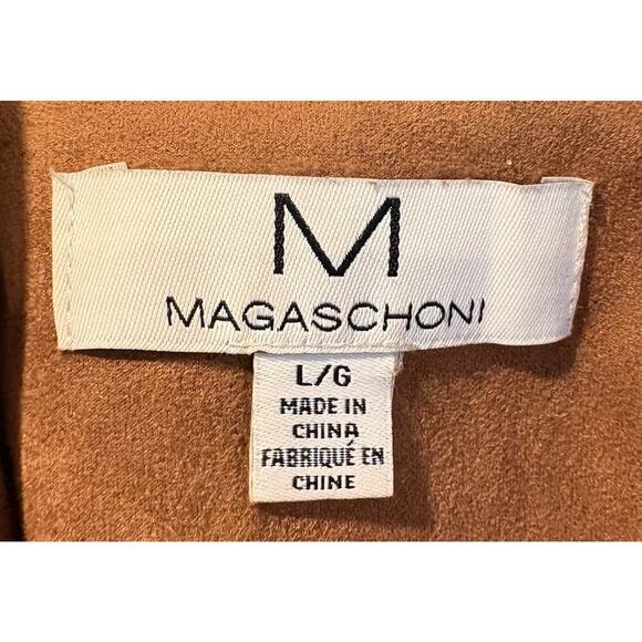 Magaschoni Vegan Faux Suede Leather Belted Jacket Coat Womens Size Large - Picture 3 of 5
